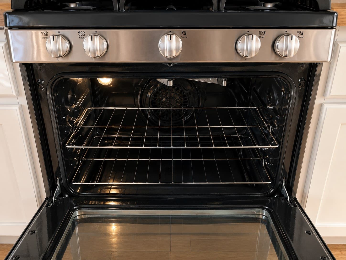 Oven interior after a ShinySpaces deep cleaning, spotless and free of residue